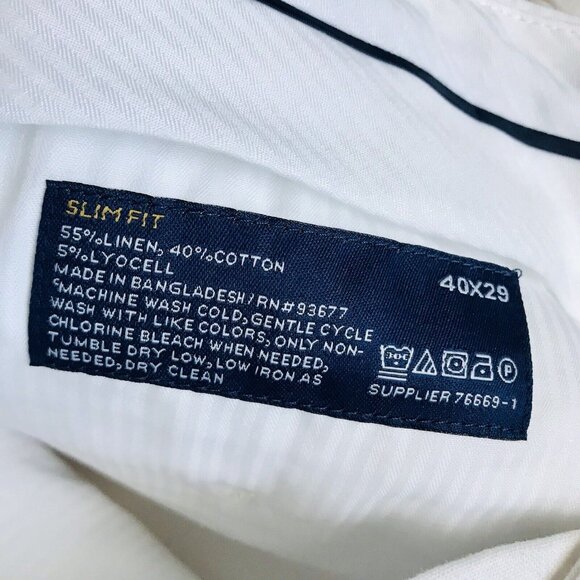 Men's Stafford Linen Slim Fit Flat Front Suit Pants - White-‎ 40x29 - NWT - Picture 5 of 6